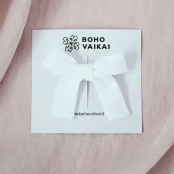 Baltas, lininis kaspinėlis mergaitei