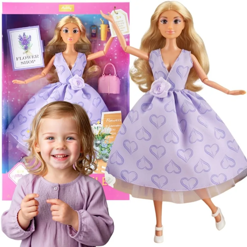 Lėlė Lily Ilgi šviesūs plaukai WOOPIE ROYAL 30 cm Levandų spalvos suknelė Priedai · 1