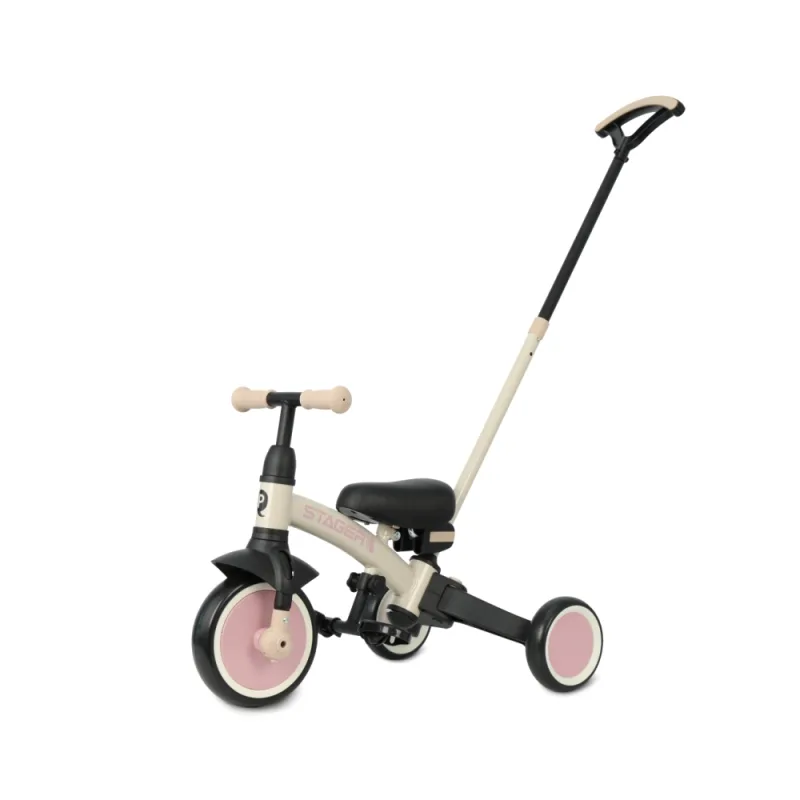 Triratukas Qplay Stager 3in1 su stūmimo rankena, rožinis · 2