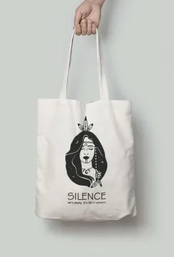 Organinės medvilnės krepšys su indėne ''Silence''