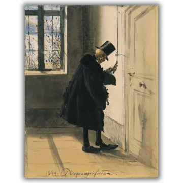 Reprodukcija „Nekviestas svečias“, Adolf Menzel (1844)
