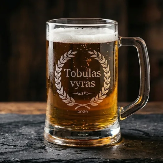 Graviruotas alaus bokalas „Tobulas vyras" – ironiška dovana vyrui
