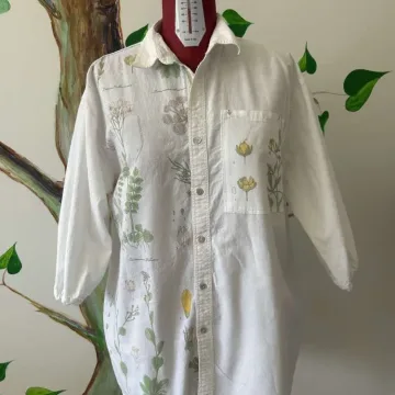 Balti perkurti marškiniai gėlynai L-XL