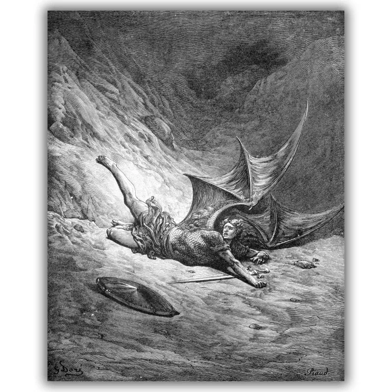 Reprodukcija „Tada šėtonas pirmą kartą pažino skausmą“, Gustave Dore (1866)