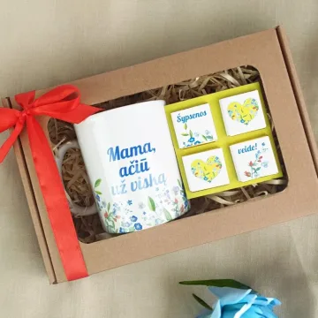 Dovanų rinkinys su mini šokoladukais „Mama, ačiū už viską“