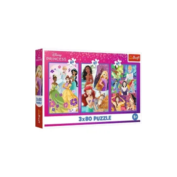 Dėlionė - 3x80 - Princesės draugai - "Disney" princesė - Trefl 34884