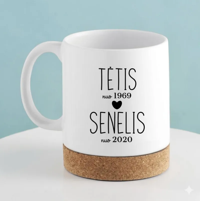 Puodelis „Tėtis/senelis“ su jūsų pasirinktomis datomis 280ml
