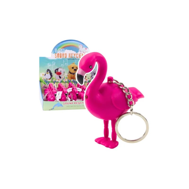 Kuprinės raktų pakabukas Flamingo LED Sounds Pink · 1