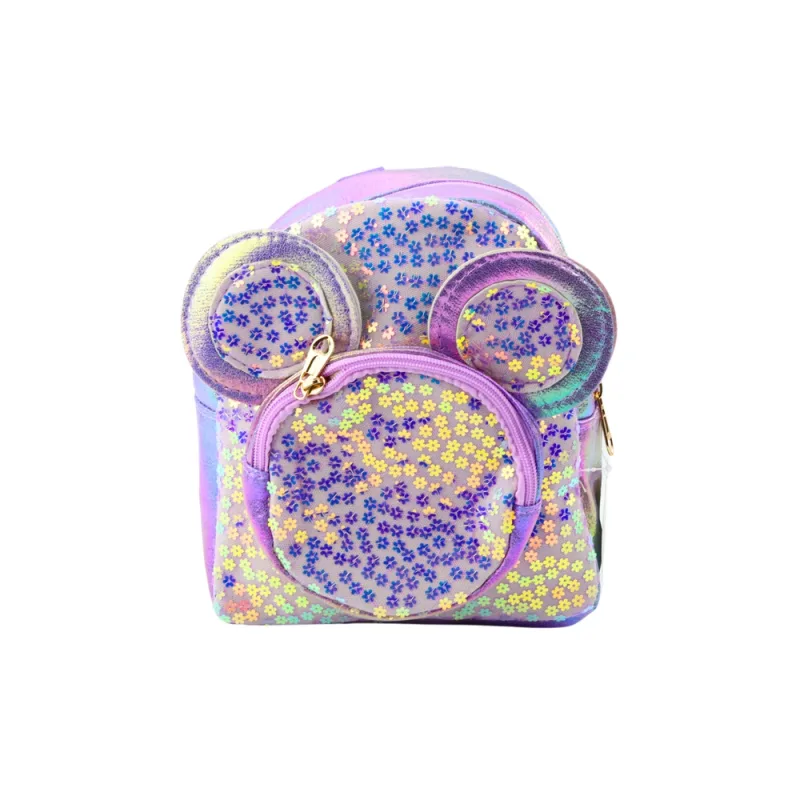 Vaikiška kuprinė su blizgiomis pelės ausimis Violetinė 22cm 3L · 1