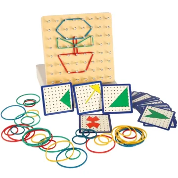 Medinė dėlionė - Formų kūrimas su gumytėmis Geoboard Geoplan