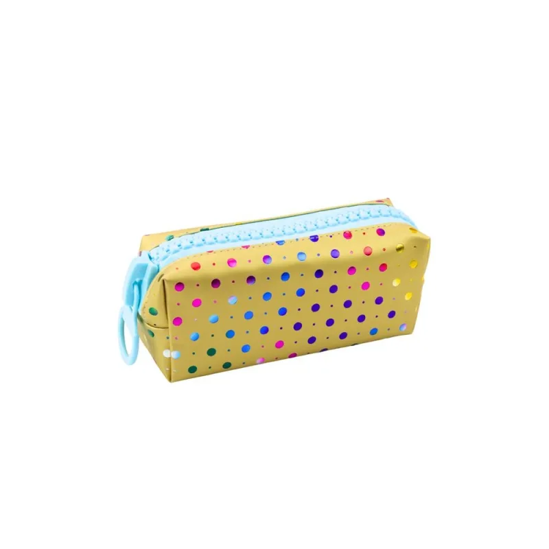 Mokyklinis penalas Organizatorius Spalvoti taškai Didelis užtrauktukas Auksinis 21x8cm · 3