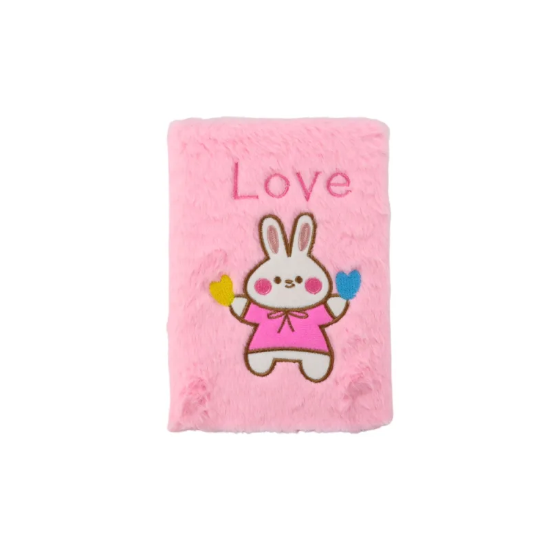 Pliušinė užrašų knygutė su užrašu "Bunny Love" rožinės spalvos · 3