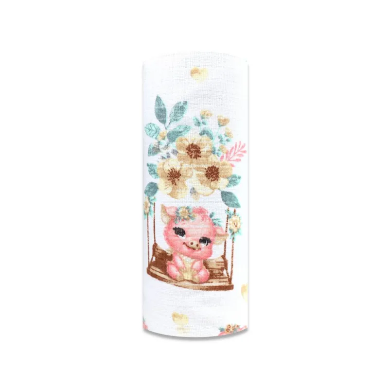 Sauskelnės - 30060 - TETRA PRINT - EGA - PIGGY ant sūpynių - PINK - dydis 70x80 cm · 2