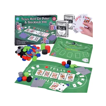 Kortų žaidimo rinkinys 2-in-1 pokerio ir BlackJack žetonai + kortos + lenta GR0706