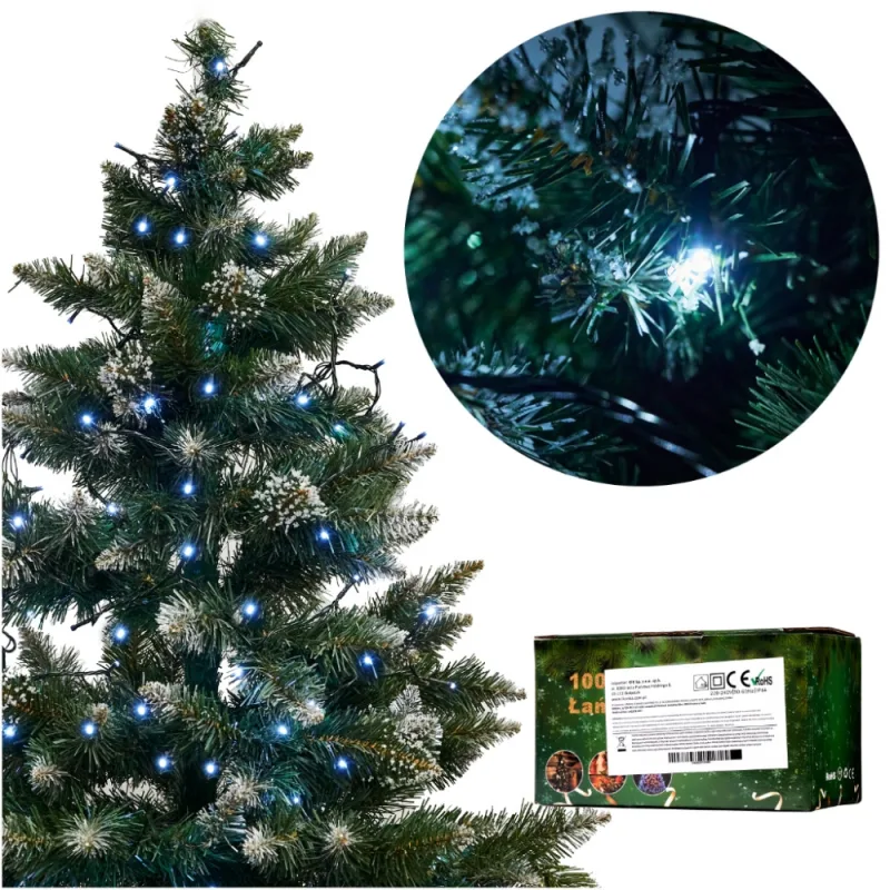 LED žibintai šviesos grandinė 10m 100LED šaltai balta · 1