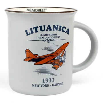 Puodelis Lituanica 1933 – Flight Across the Atlantic (pilkas, 280 ml) MEMORIEZ