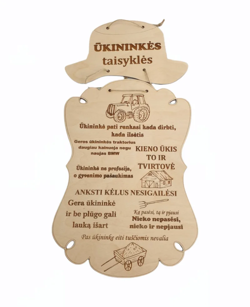 Graviruota, pakabinama lentelė „Ūkininkės taisyklės“