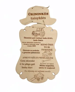 Graviruota, pakabinama lentelė „Ūkininkės taisyklės“
