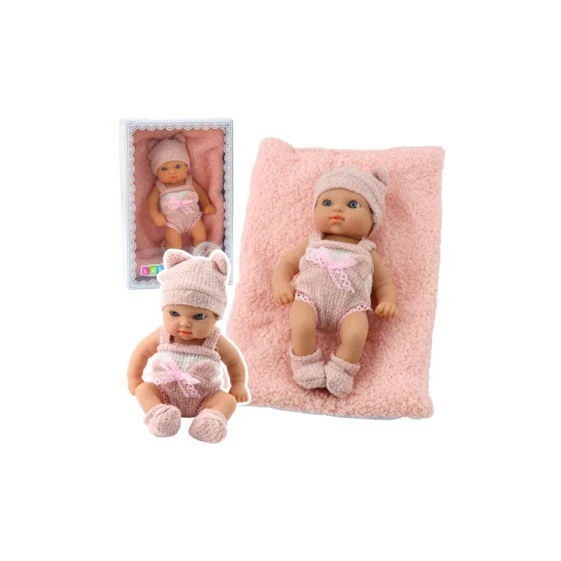 Lėlė kūdikis su antklode Baltos ir rožinės spalvos drabužėliais 18 cm · 1