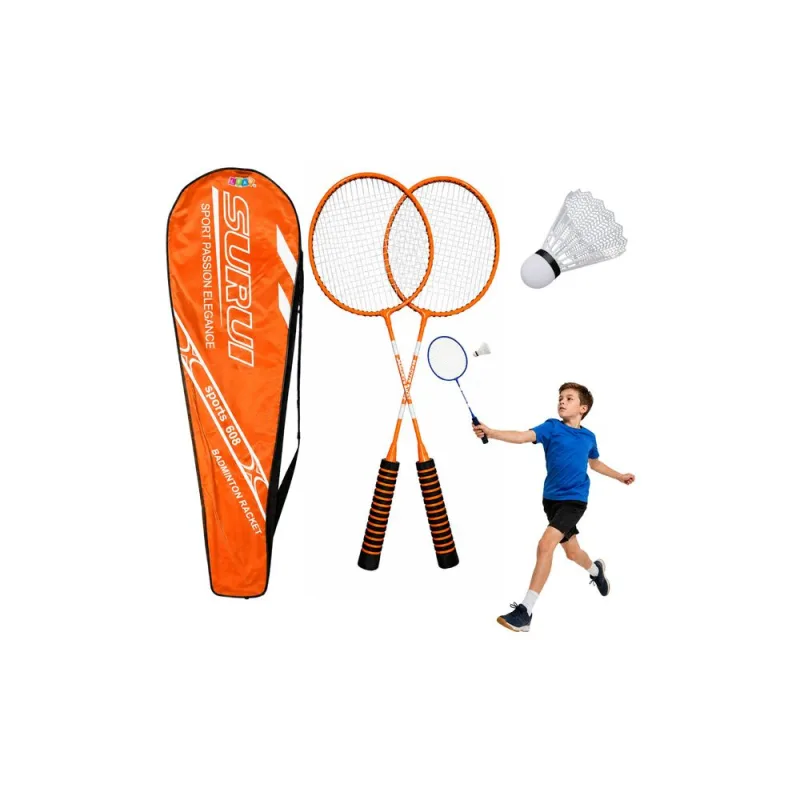 Badmintono žaidimo rinkinys: raketės, kamuoliukas, dėklas, oranžinės spalvos · 1