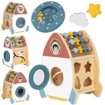 Medinė mokomoji raketa TOOKY TOY su 6 užduotimis