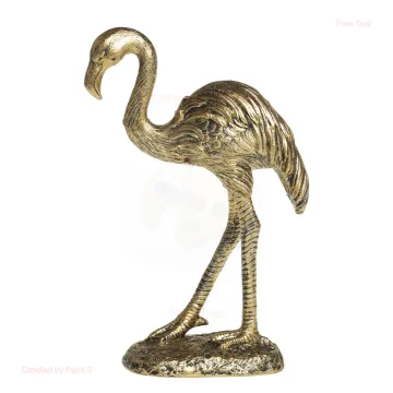 Sendinto žalvario spalvos figūrėlė Flamingas — H20/L14.5/W6.5 cm