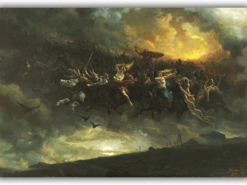 Reprodukcija „Laukinė Odino medžioklė“, Peter Nicolai Arbo, (1872)
