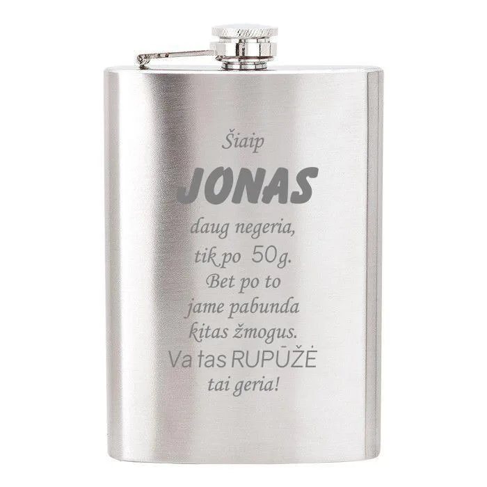 Metalinė gertuvė (fleškutė) „Šiaip JONAS daug negeria“