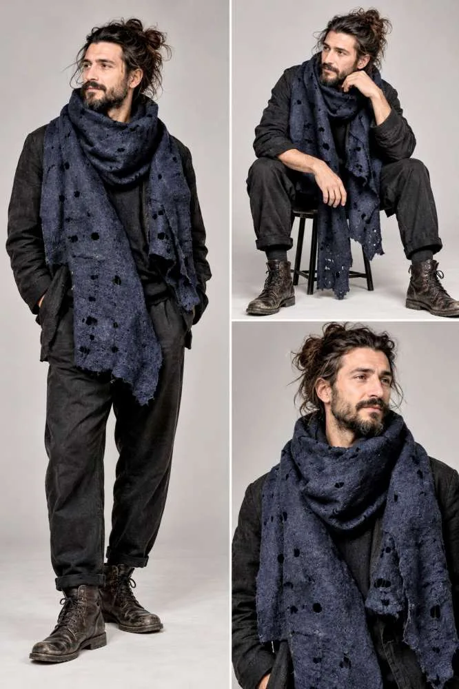 Tamsiai mėlynas hipster stiliaus šalikas