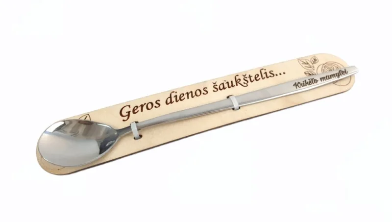 Graviruotas šaukštelis su paduku „Krikšto mamytei“