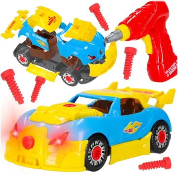 Konstruktorius sportinis automobilis, šviesos, garsai