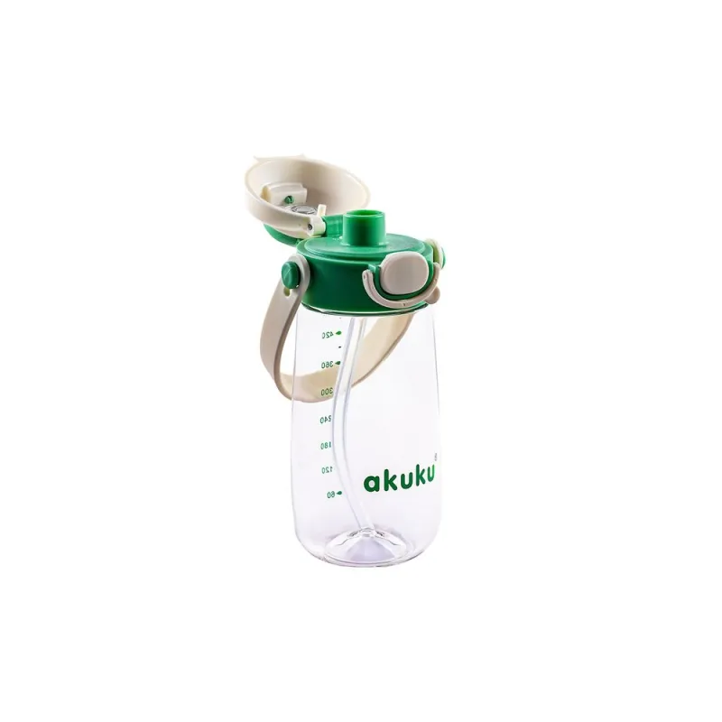 Gertuvė su šiaudeliu Akuku A0724 480 ml + dirželis, žalia · 1