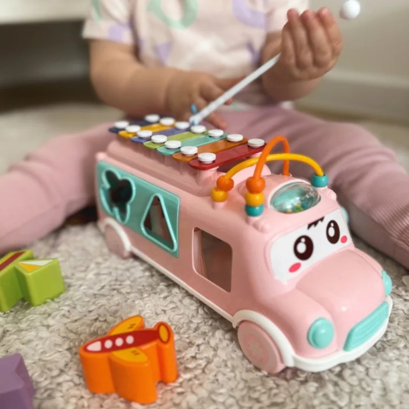 Muzikinis automobilis rūšiuoklis WOOPIE BABY su cimbolais, rožinis · 3