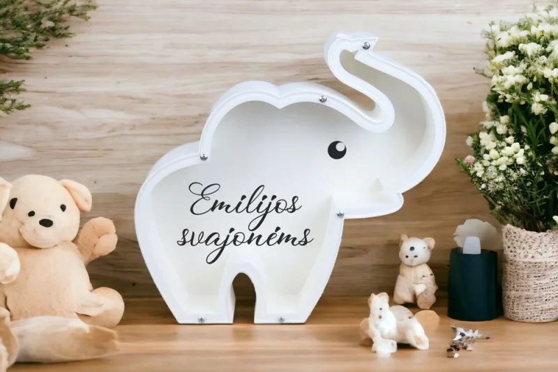 3D Taupyklė Drambliukas (Su Jūsų pasirinktu vardu)