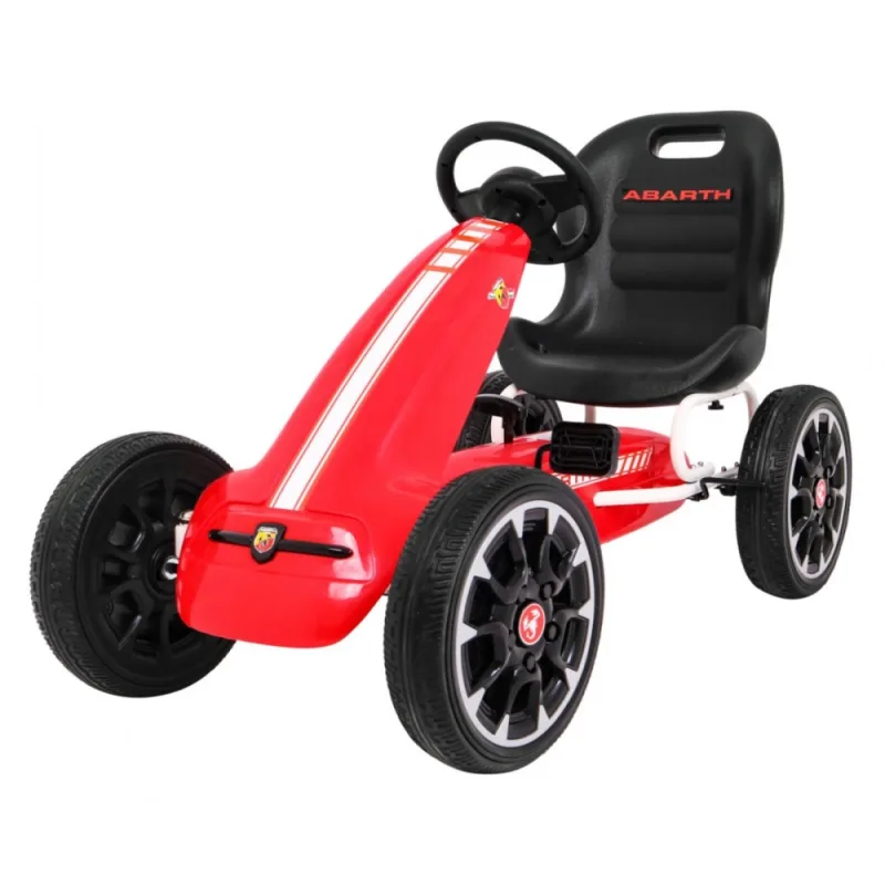ABARTH pedalinis kartingas vaikams Raudonas + EVA ratai + Rankinis stabdis + Laisvasis ratas · 1