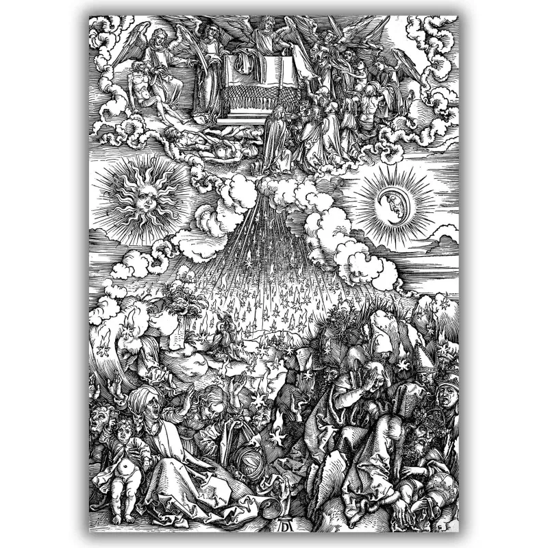 Reprodukcija „Avinėlis laužo penktąjį ir šeštąjį antspaudus“, Albrecht Durer