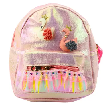 Vaikiška kuprinė Swans Lace Embellishments Pink 22cm 2.8L