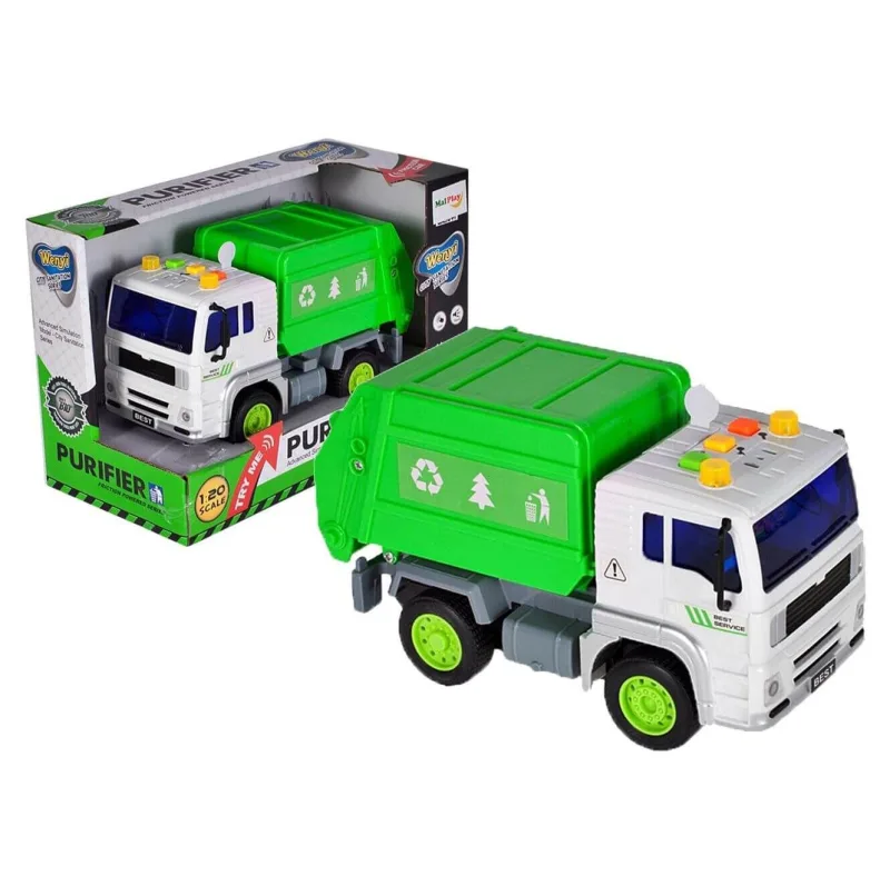 Žaislinis automatinis šiukšliavežis su atidaromu konteineriu, 1:20 · 2