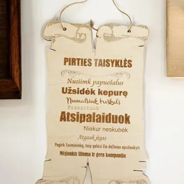 Graviruota, pakabinama lentelė „PIRTIES TAISYKLĖS“