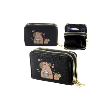 Dviejų skyrių piniginė Capybara 12,5 x 8,5 cm juoda