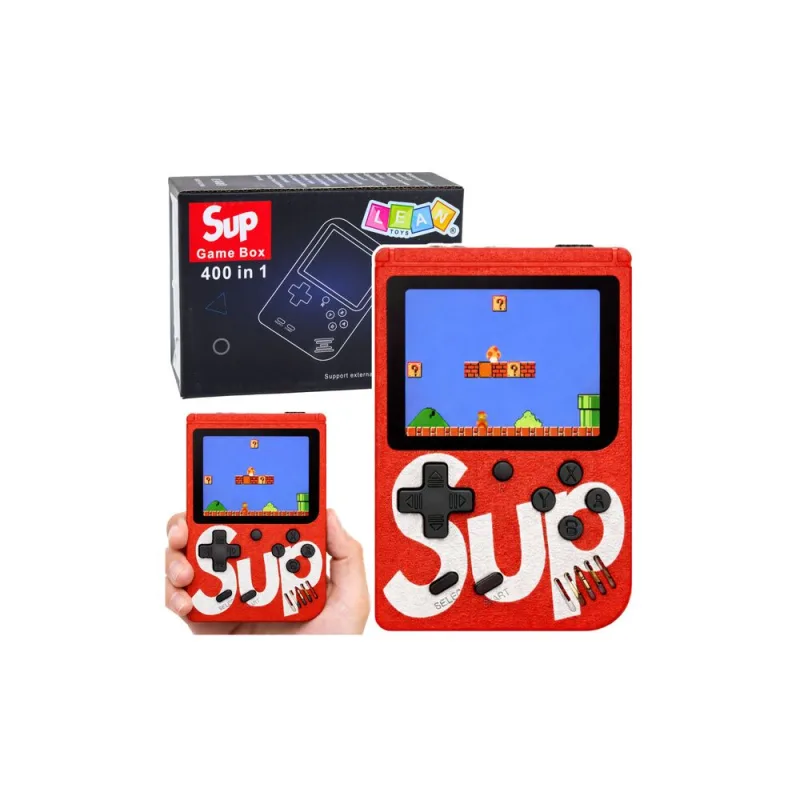 Elektroninė retro žaidimų konsolė „Sup 400“ su 8 bitų LCD ekranu, raudona · 1
