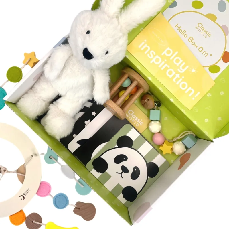 CLASSIC WORLD Pastelinių kūdikių dėžutės rinkinys Pirmieji žaislai nuo 0 iki 6 mėn · 1