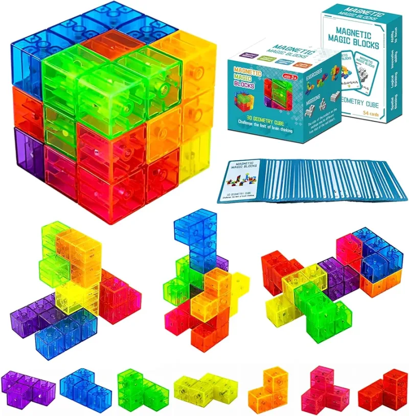 Magnetinių 3D kaladėlių dėlionė kubas su kortelėmis · 1