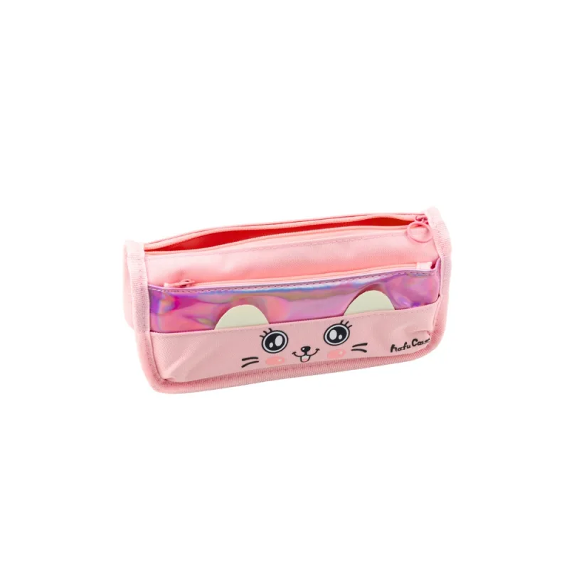 Mokyklinis pieštukinis dėklas su katinu ir dviem kišenėlėmis rožinės spalvos 21,5 cm · 3