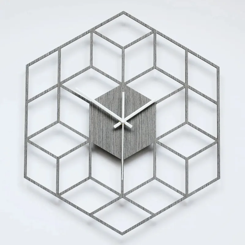 Sieninis ąžuolo faneruotės laikrodis CUBIC GREY