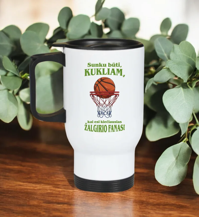 Termo puodelis „Sunku būti kukliam, kai esi kiečiausias krepšinio fanas“