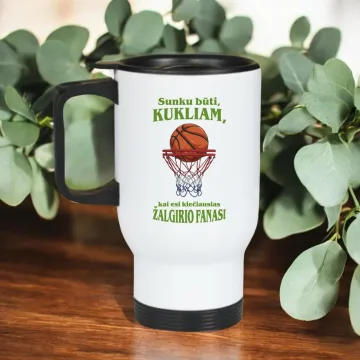 Termo puodelis „Sunku būti kukliam, kai esi kiečiausias krepšinio fanas“