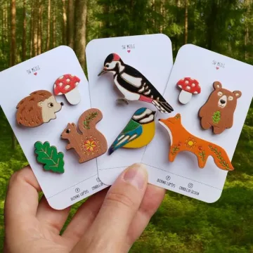 Sagių rinkiniai ''Miško gyvūnai''- ežiukas, voverė, lapė, meškiukas, genys, zylė