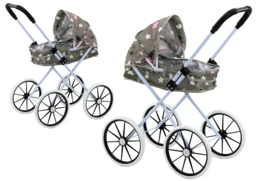 Sulankstomas didelių ratų vežimėlis lėlėms Stars Cloud Grey 60 cm