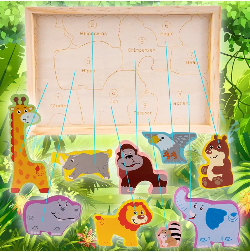 Medinė dėlionė Zoologijos sodo gyvūnai · 3